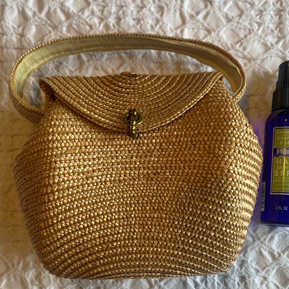 Vintage Brass Handle Mini Straw Bag - Picture 11 of 16